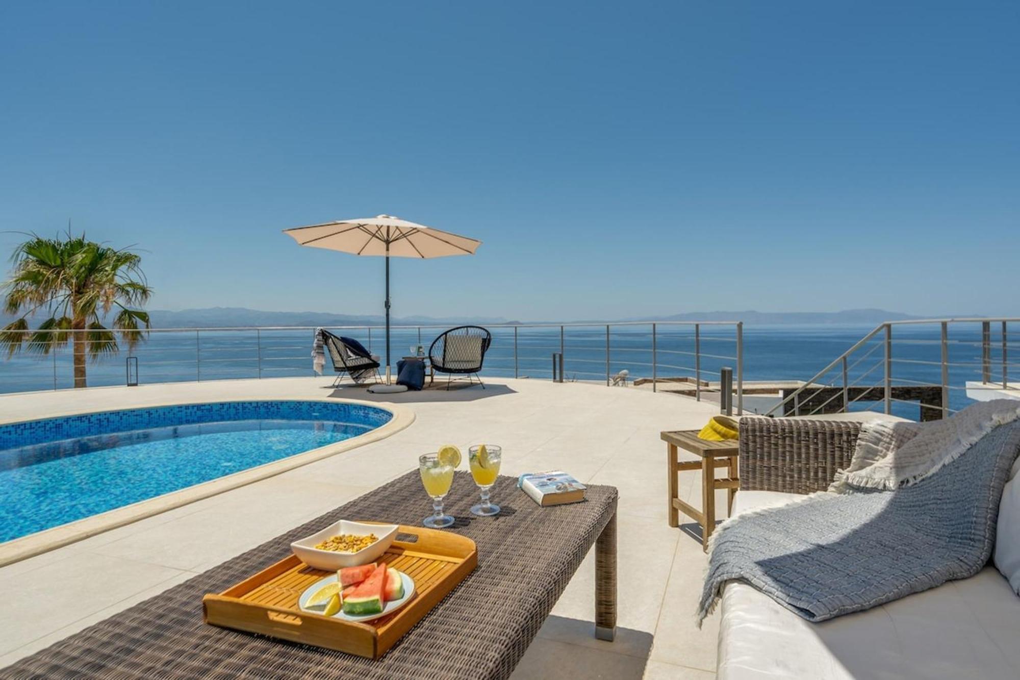 Villa Hemera Ocean View Private Heated Pool Chorafakia Exterior photo
