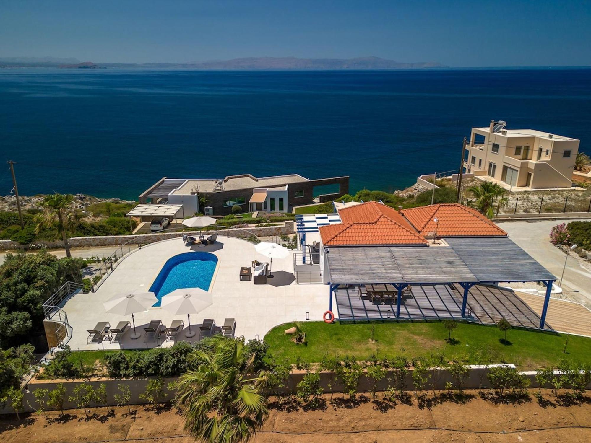 Villa Hemera Ocean View Private Heated Pool Chorafakia Exterior photo