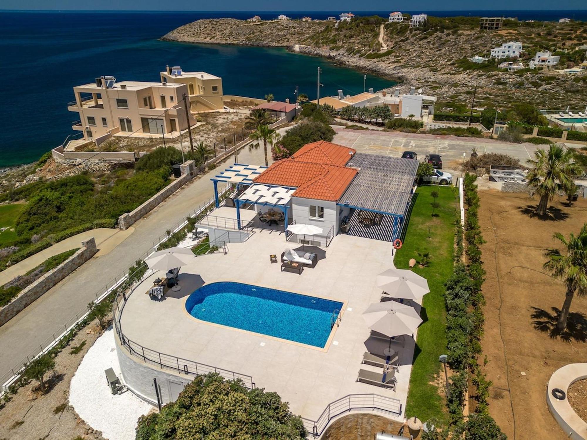 Villa Hemera Ocean View Private Heated Pool Chorafakia Exterior photo