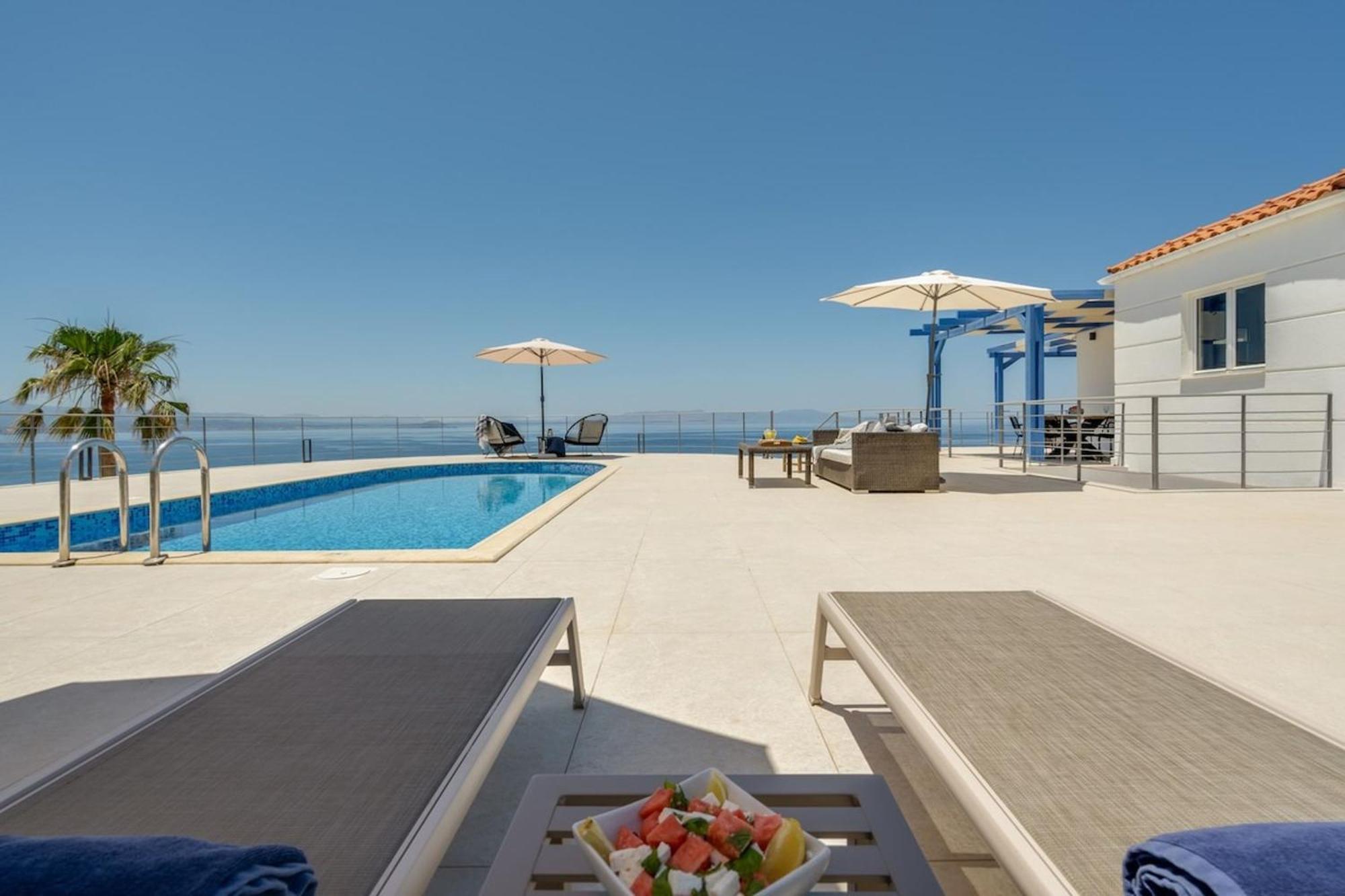 Villa Hemera Ocean View Private Heated Pool Chorafakia Exterior photo
