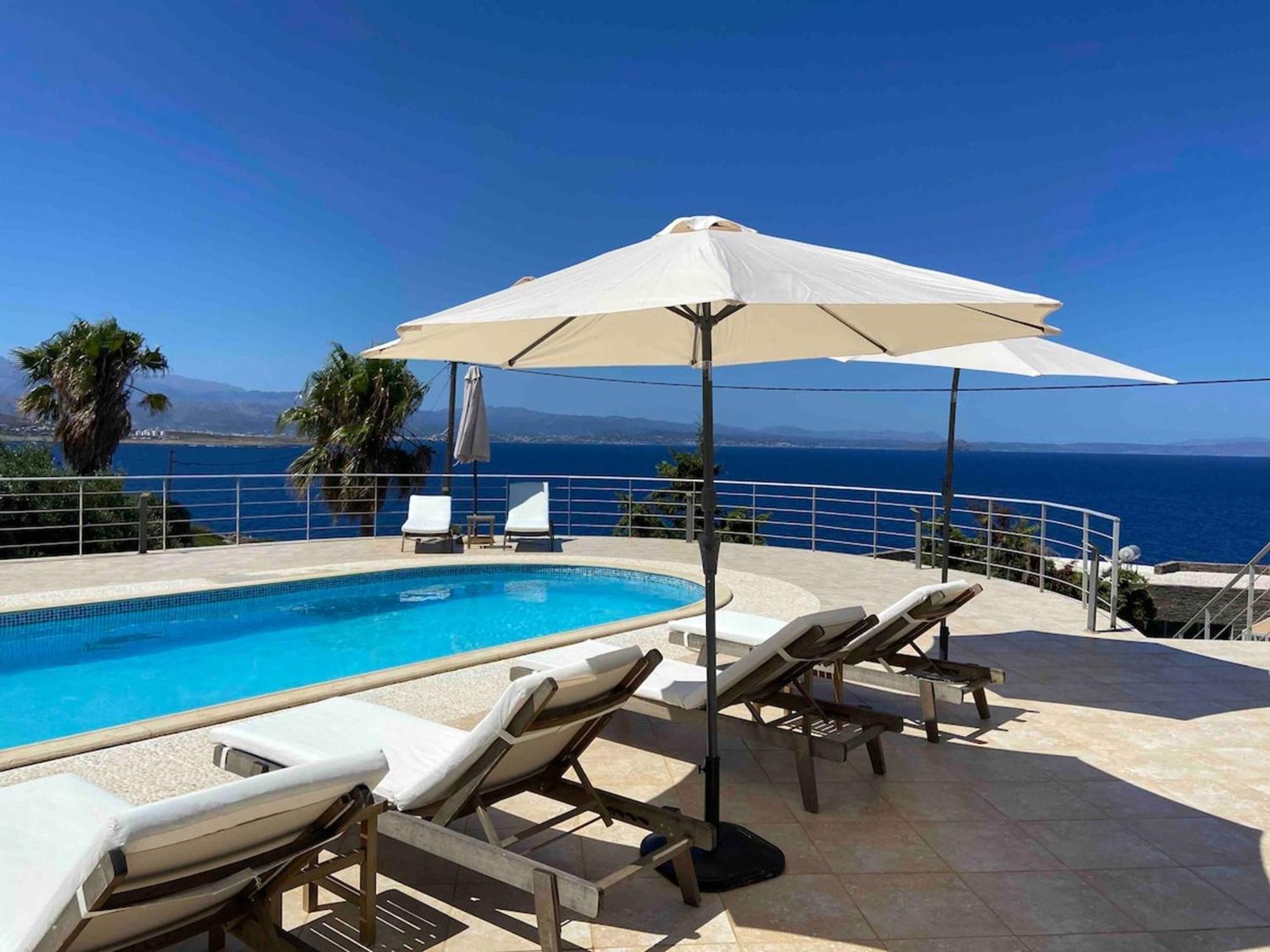 Villa Hemera Ocean View Private Heated Pool Chorafakia Exterior photo