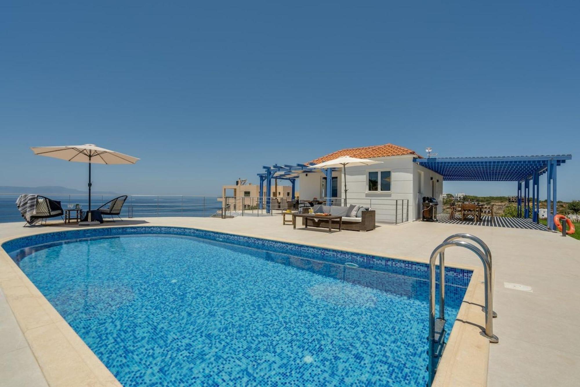 Villa Hemera Ocean View Private Heated Pool Chorafakia Exterior photo
