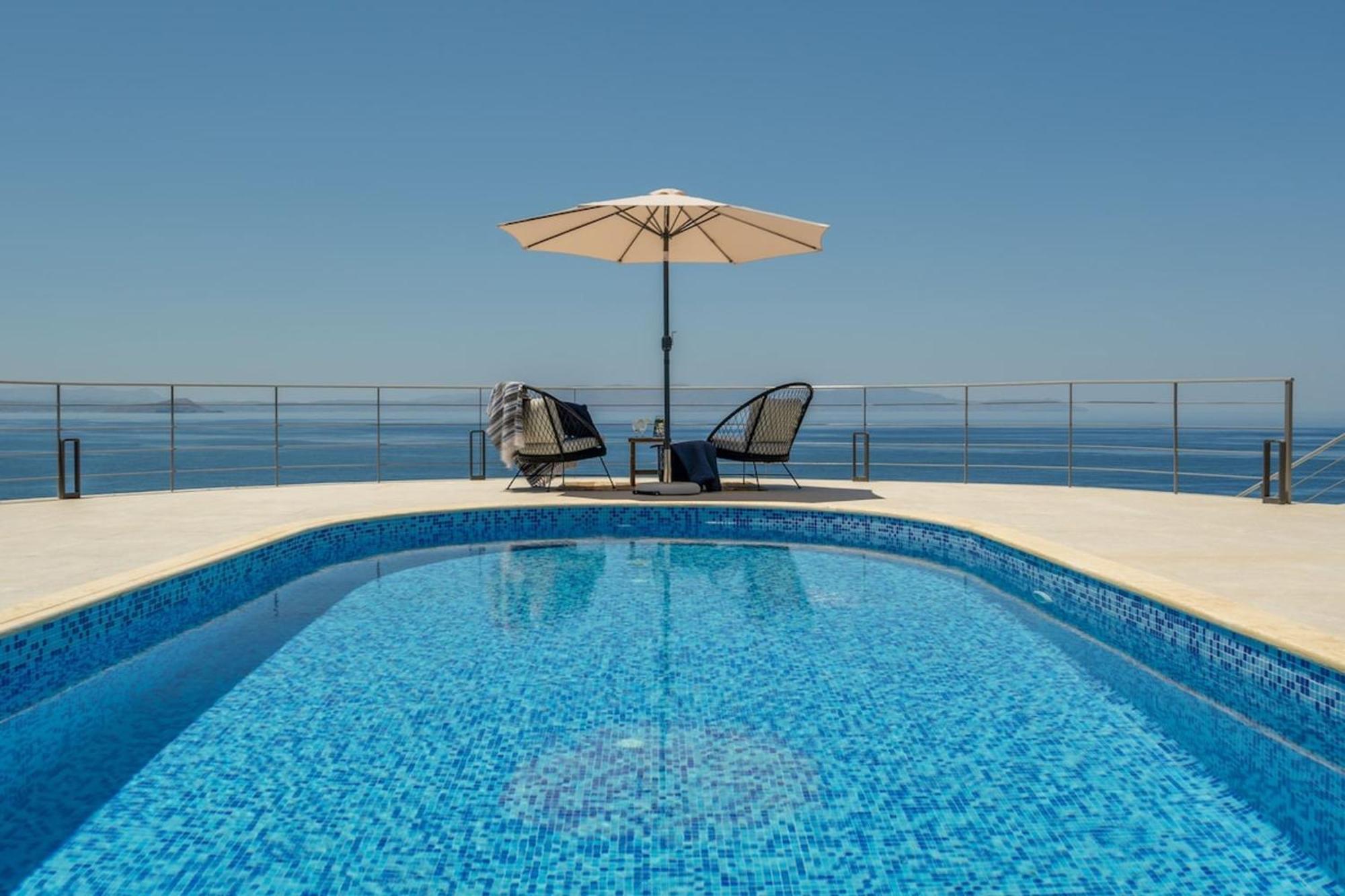 Villa Hemera Ocean View Private Heated Pool Chorafakia Exterior photo